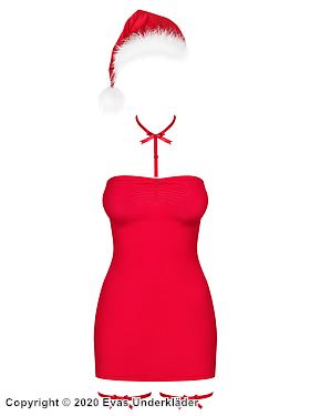 Weiblicher Weihnachtsmann, romantisches Minikleid, Schleifen, Halsband